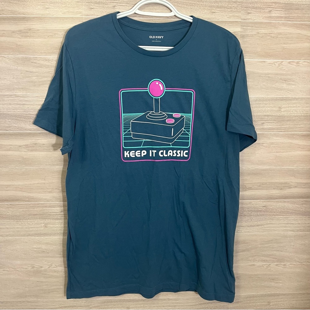 Keep It Classic Game Controller Large Lg Old Navy Graphic Tee Blue T Shirt